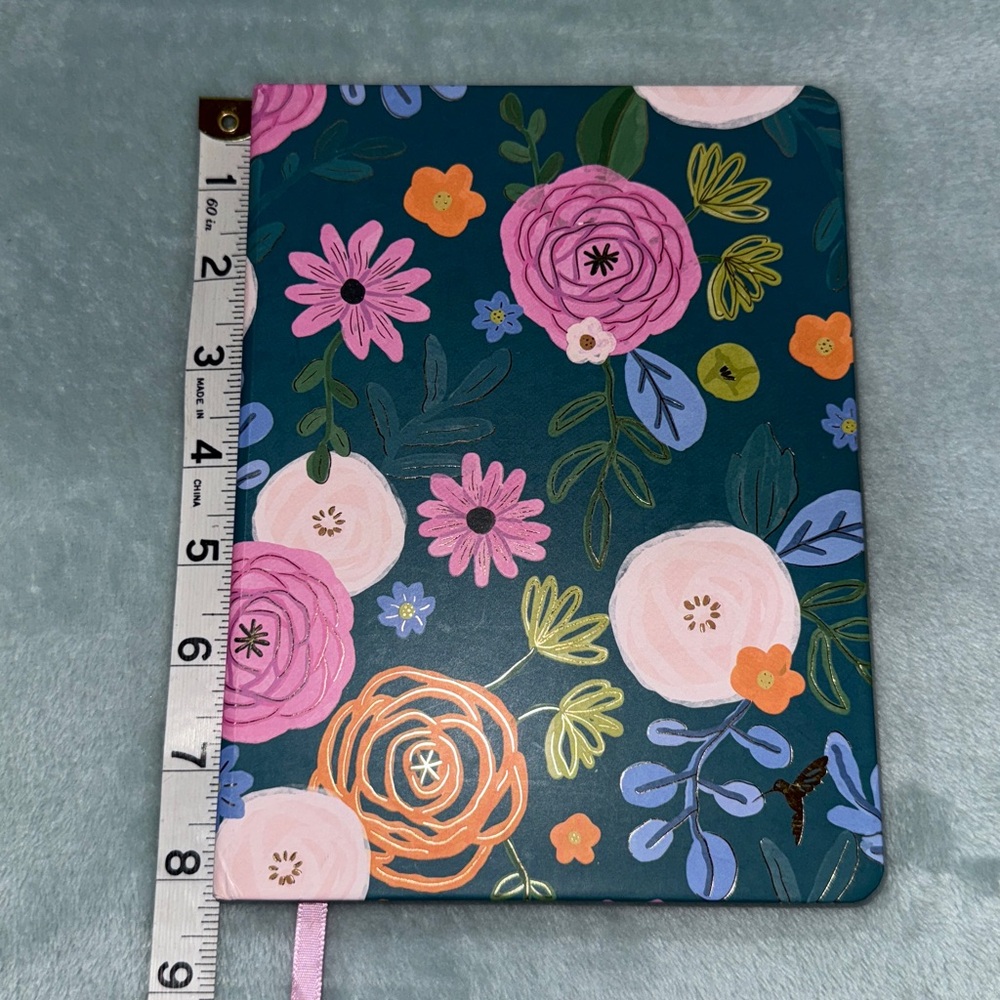 Papyrus Floral Patterned Notebook with Pink Ribbon - Picture 6 of 11